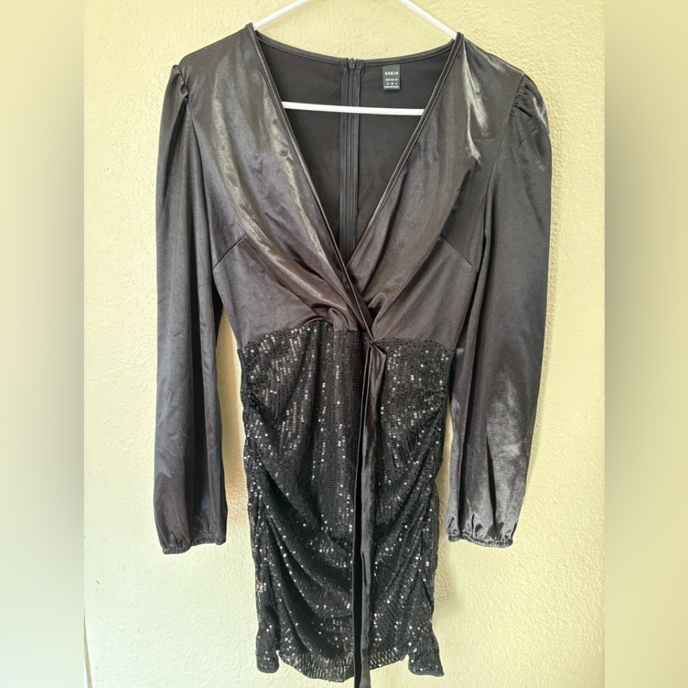 SHEIN Classic Black V-Neck Dress